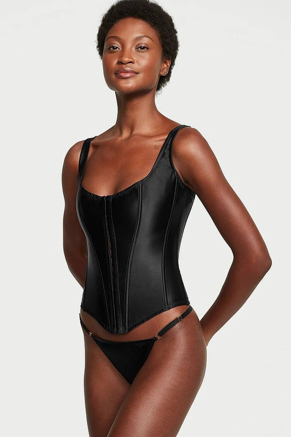 Сатиновий комплект із корсетом 637283555 black