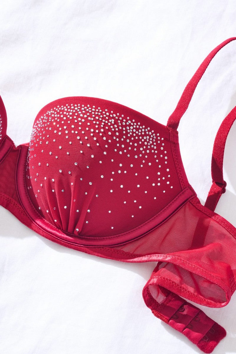 Комплект білизни зі стразами 656994722 red Victoria`s Secret ліф
