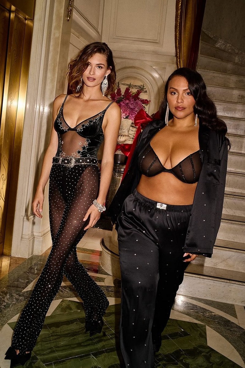 Комплект белья со стразами 665119389 black