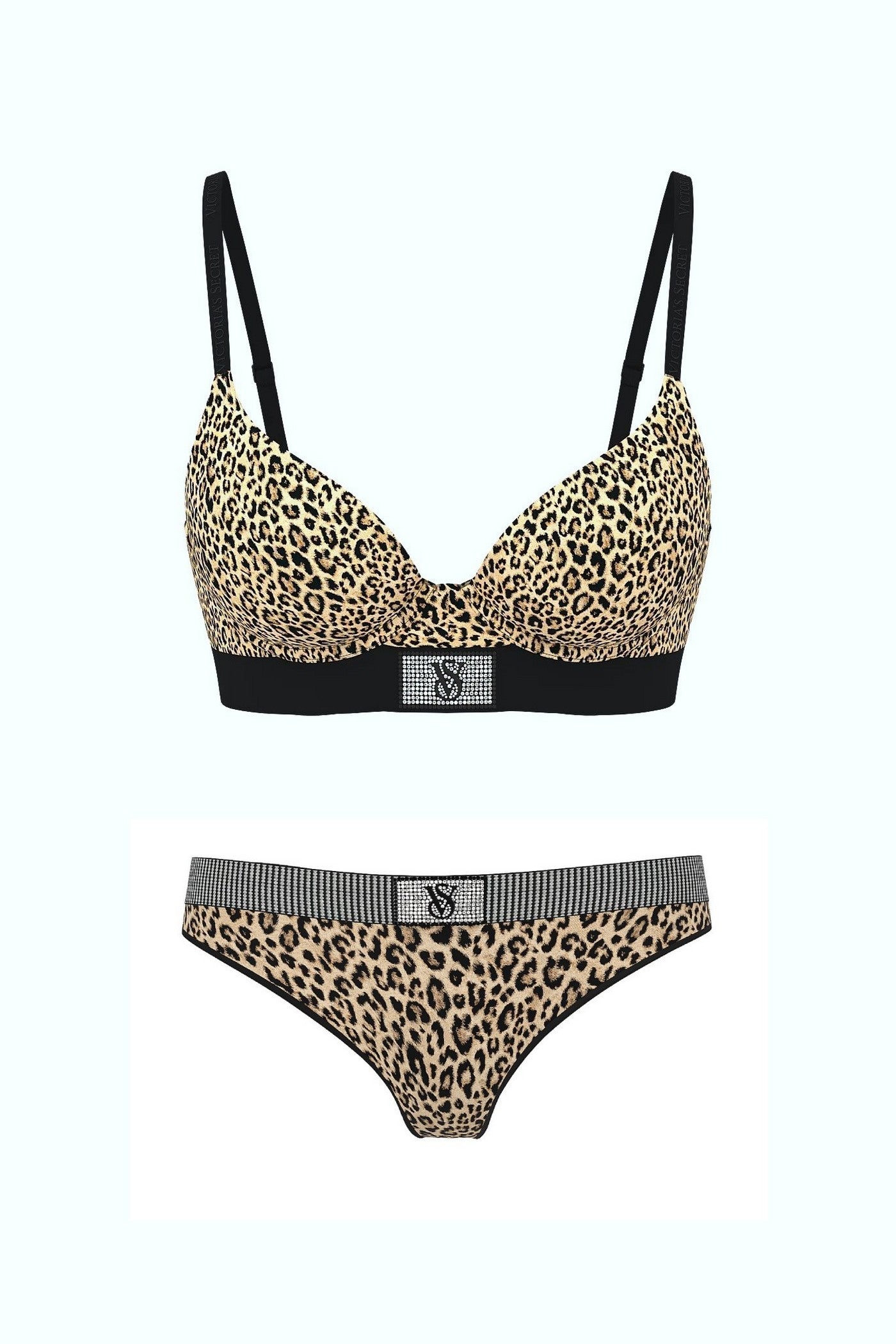 Гладкий комплект зі стразами 716331372 leopard Victoria`s Secret