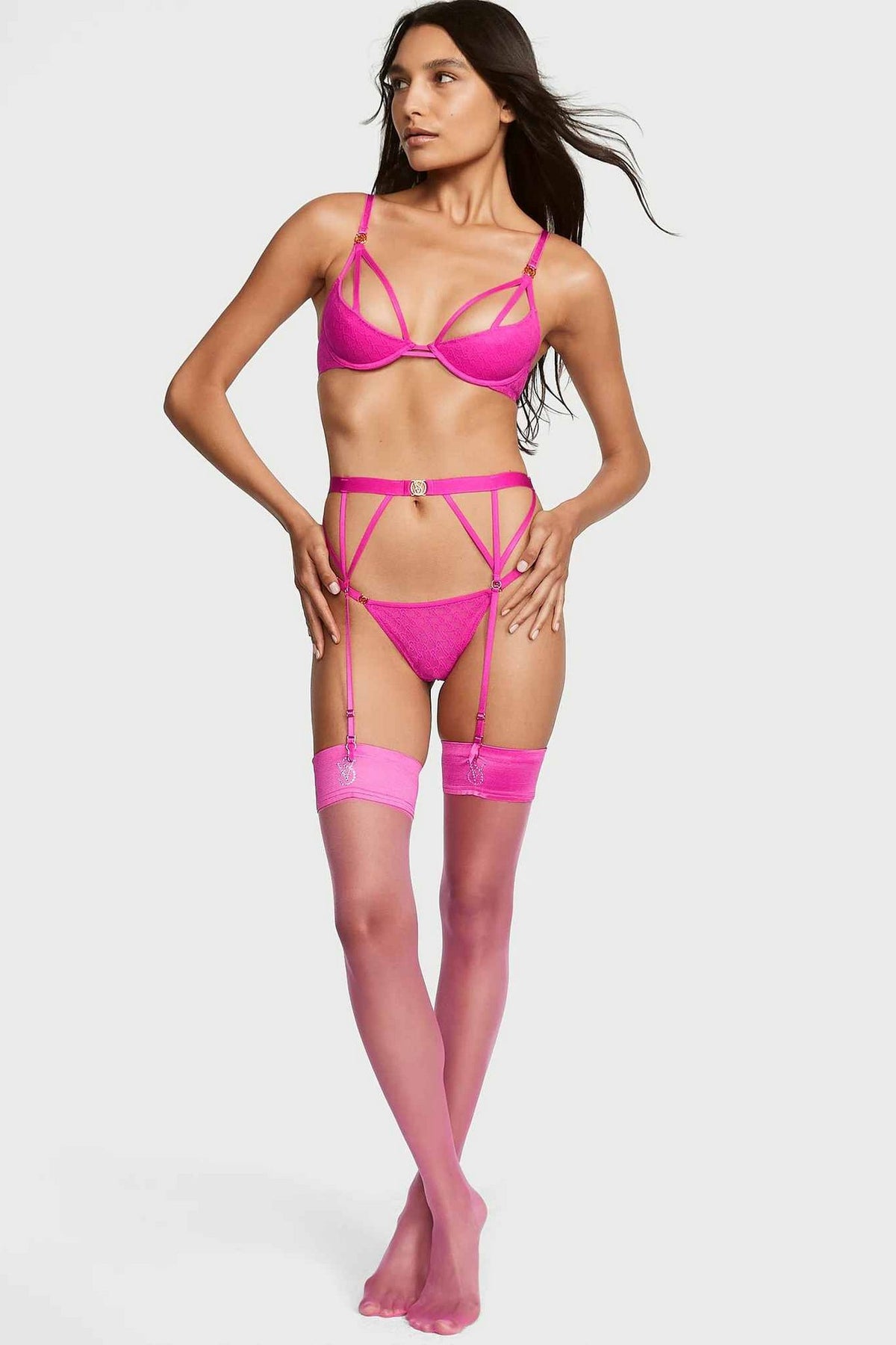 Відкритий бюстгальтер + пояс 749992845 pink Victoria`s Secret