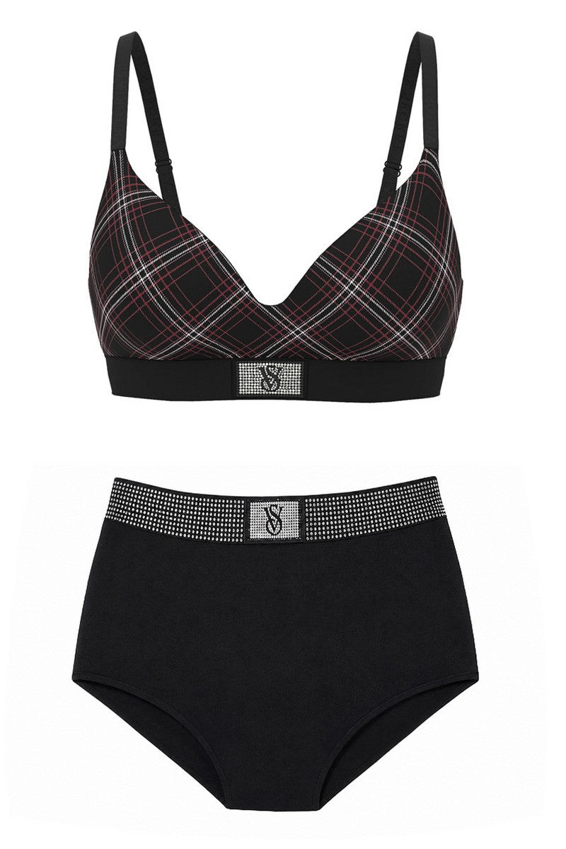 Комплект білизни зі стразами 76206689 Black Victoria`s Secret