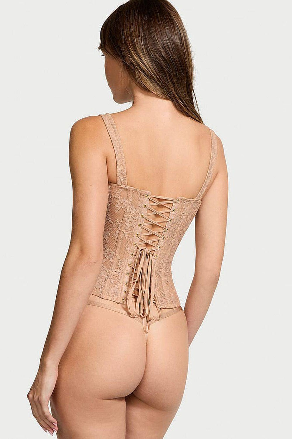 Кружевной комплект с корсетом 802608477 beige