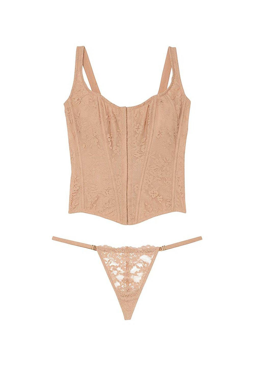 Мереживний комплект з корсетом 802608477 beige