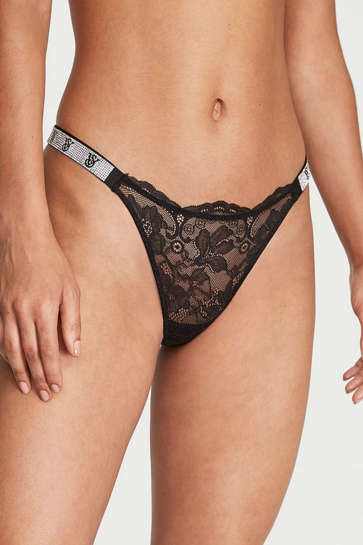 Кружевной комплект со стразами 948432030 black