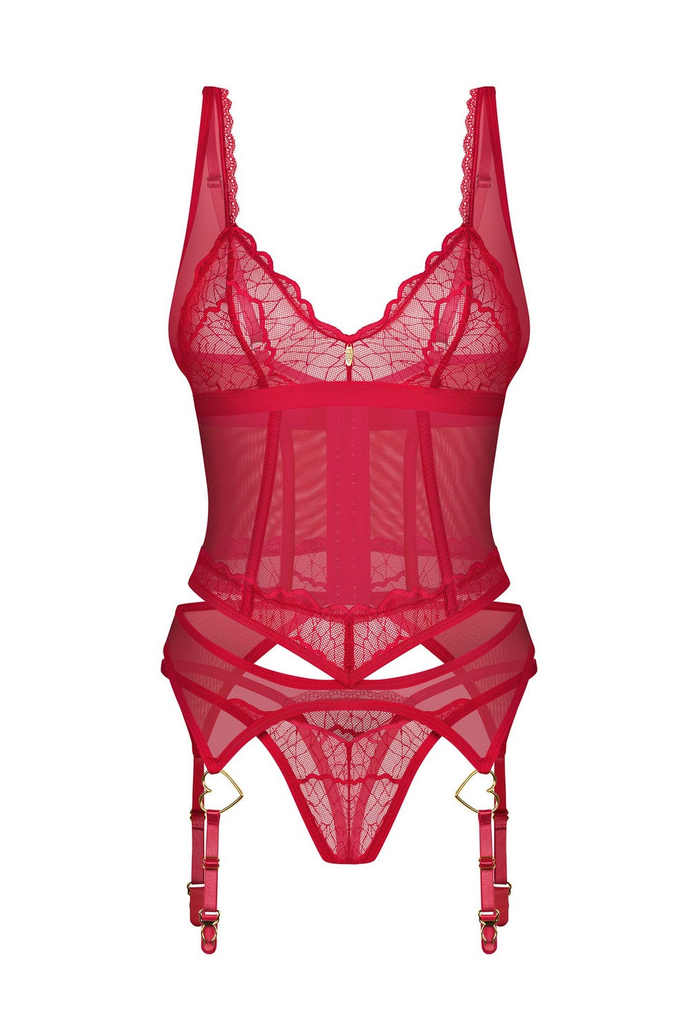 Корсет с пажами для чулок Cupide Desir red