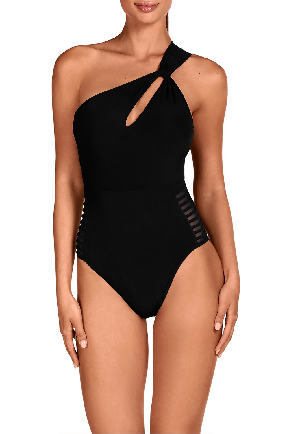 Сдельный купальник на одно плечо 1686 black