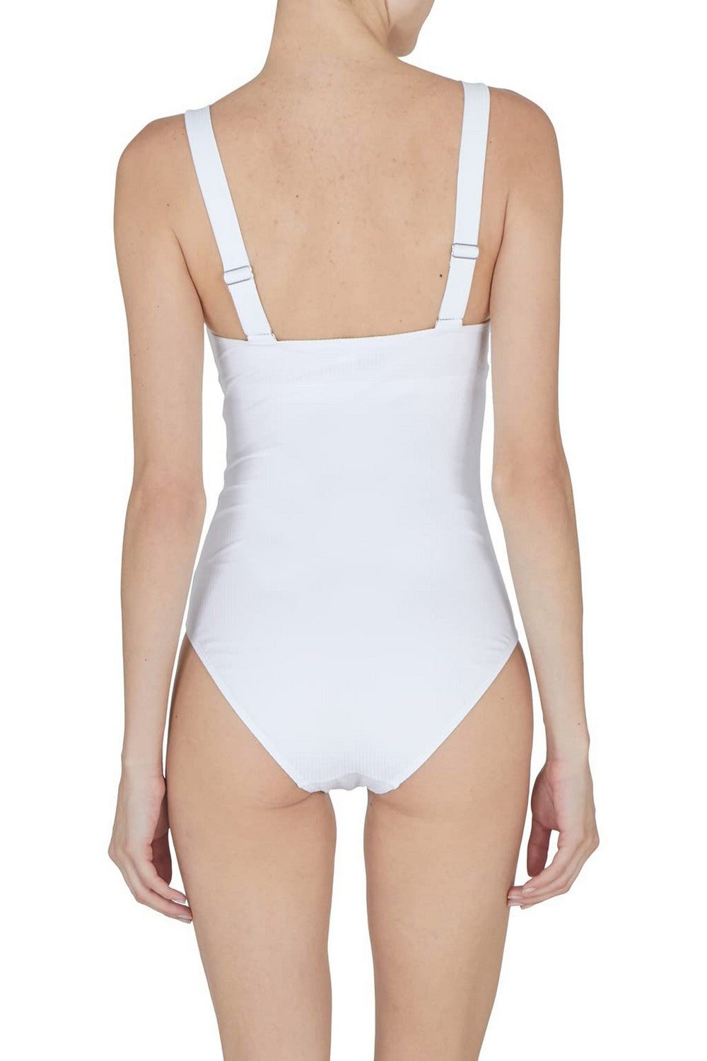 Суцільний купальник в рубчик 977413478 white Emporio Armani