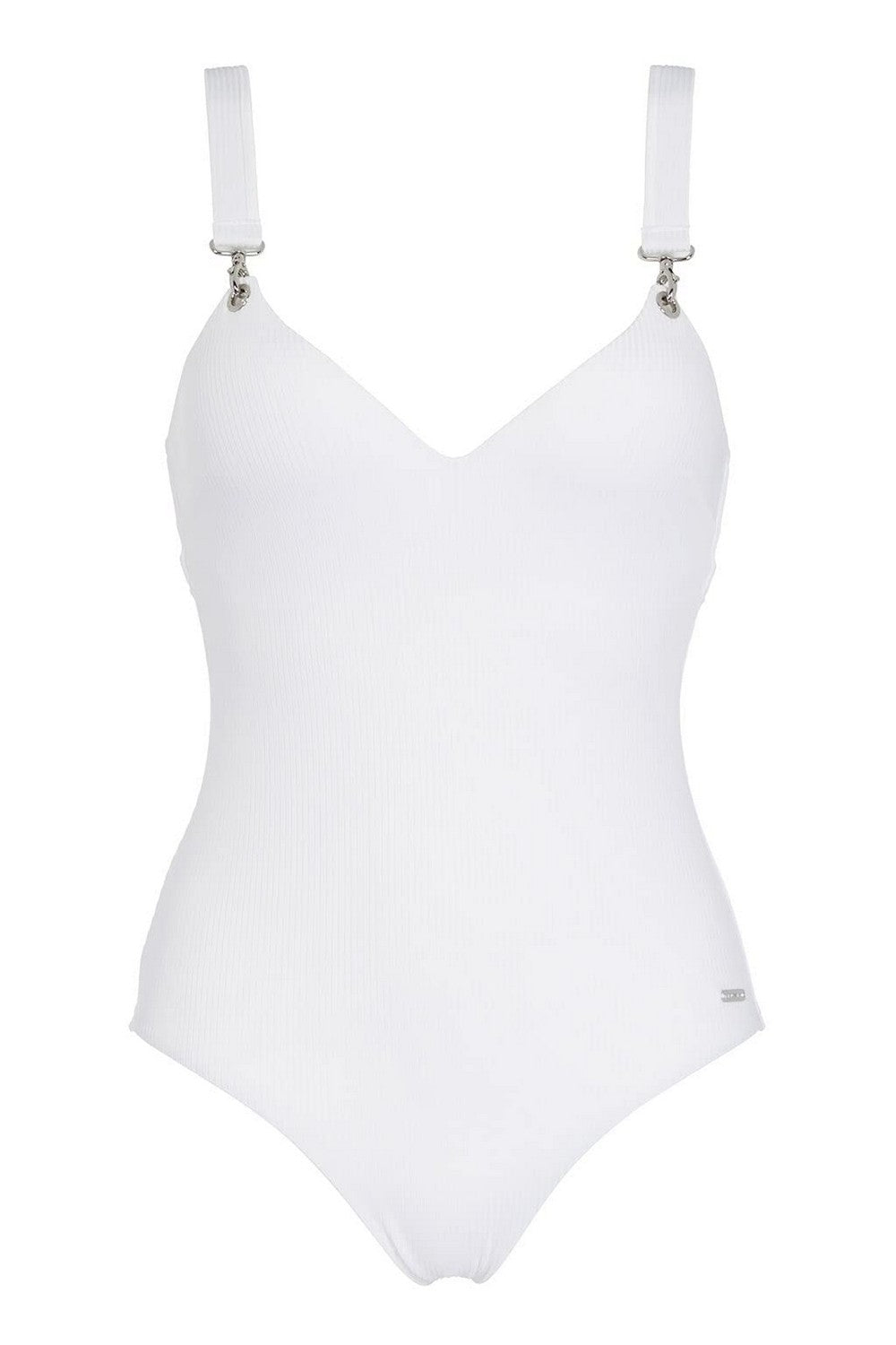 Суцільний купальник в рубчик 977413478 white Emporio Armani