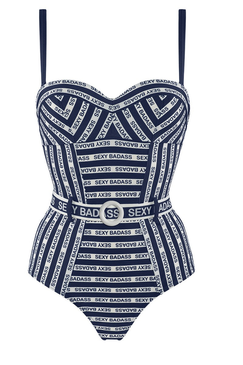 Суцільний купальник 35024 Sexy Badass blue/white Marlies Dekkers