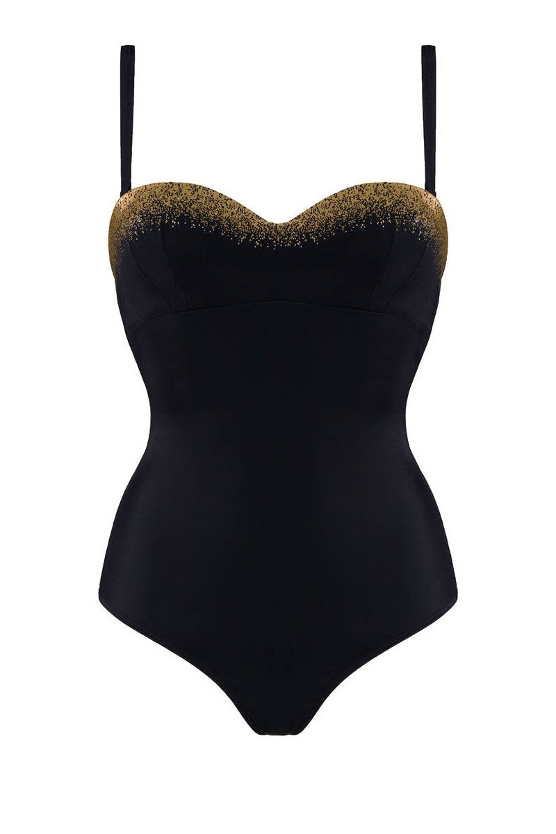 Суцільний купальник 35365 Isthar black/egyptian gold Marlies Dekkers