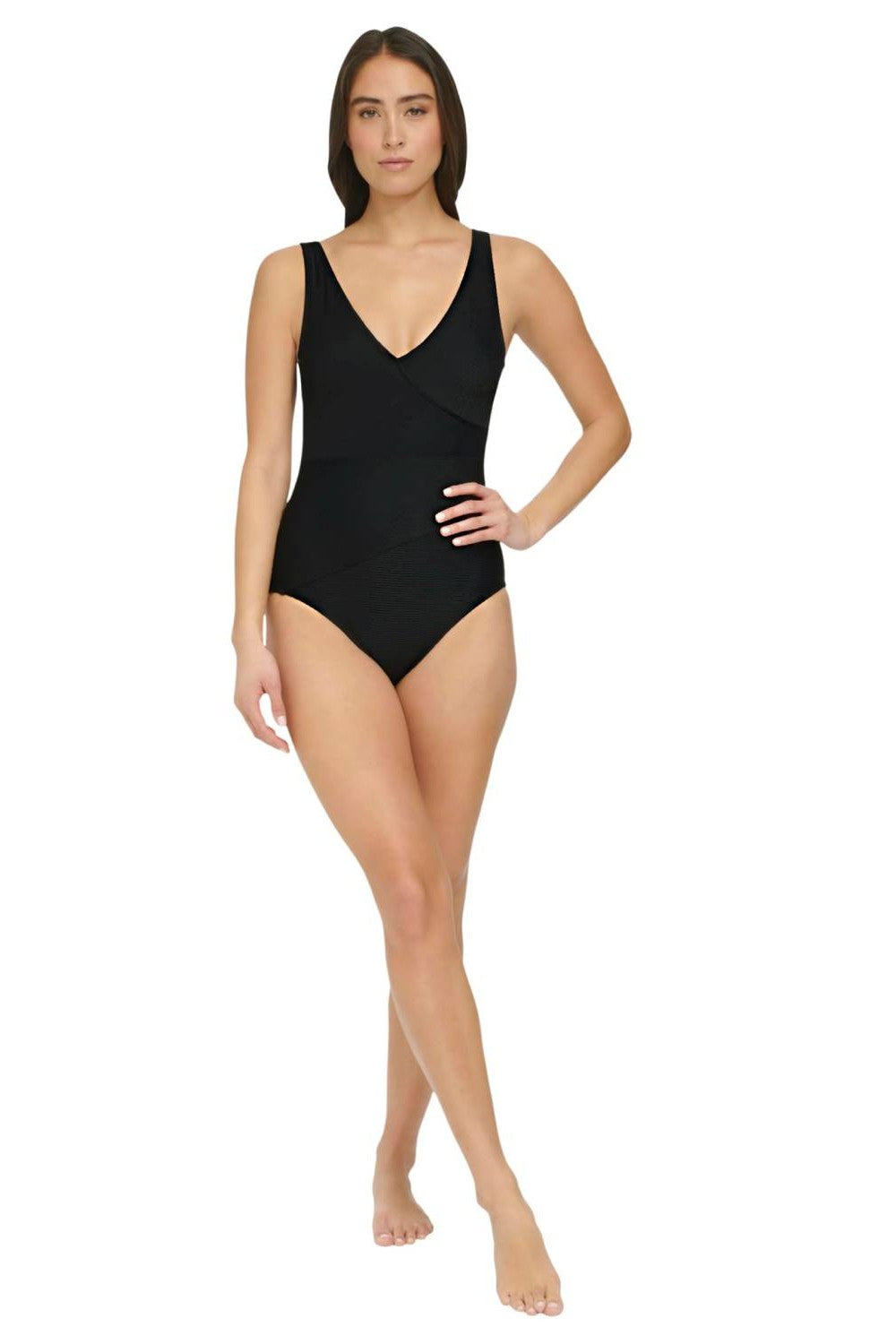 Сдельный купальник в рубчик 378796793 black