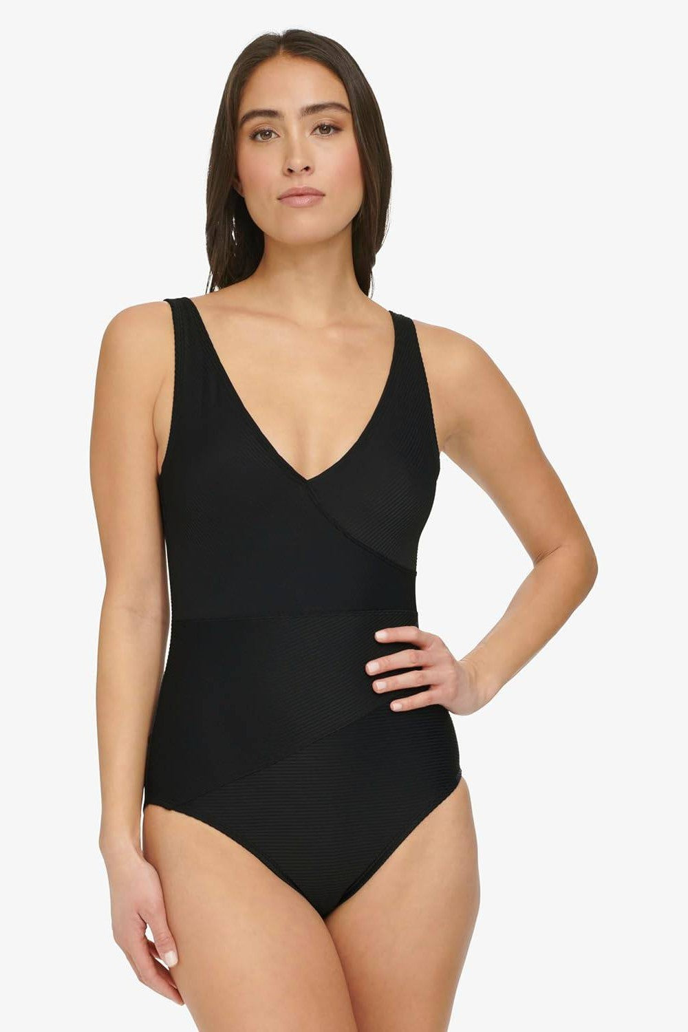 Сдельный купальник в рубчик 378796793 black