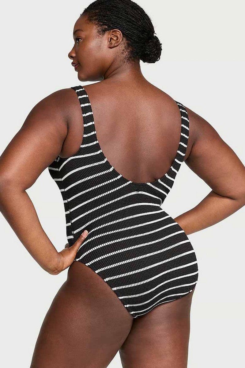 Суцільний купальник 377480169 black/white Victoria`s Secret спина