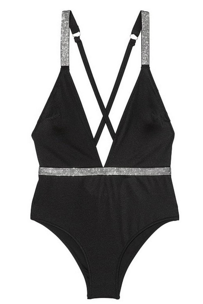 Купальник пландж со стразами 82868588 black