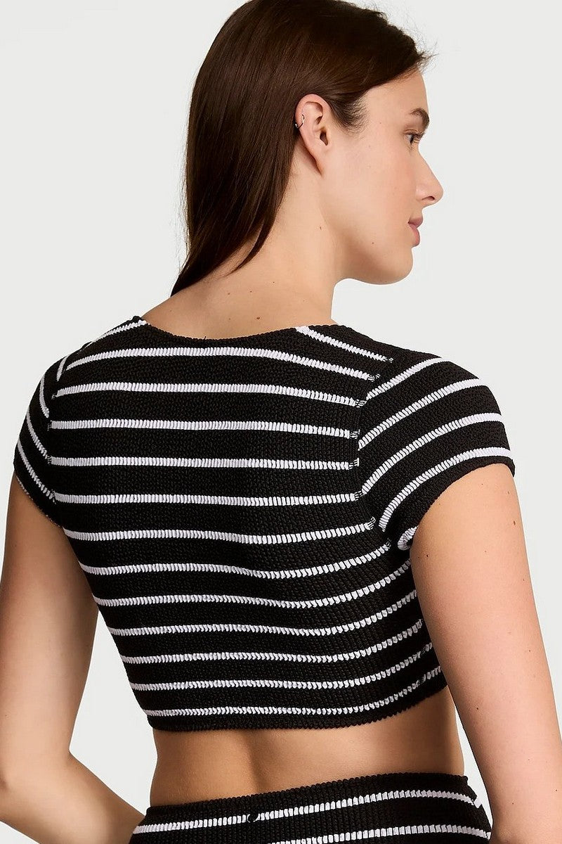 Роздільний купальник у рубчик 9934611 black/white Victoria`s Secret