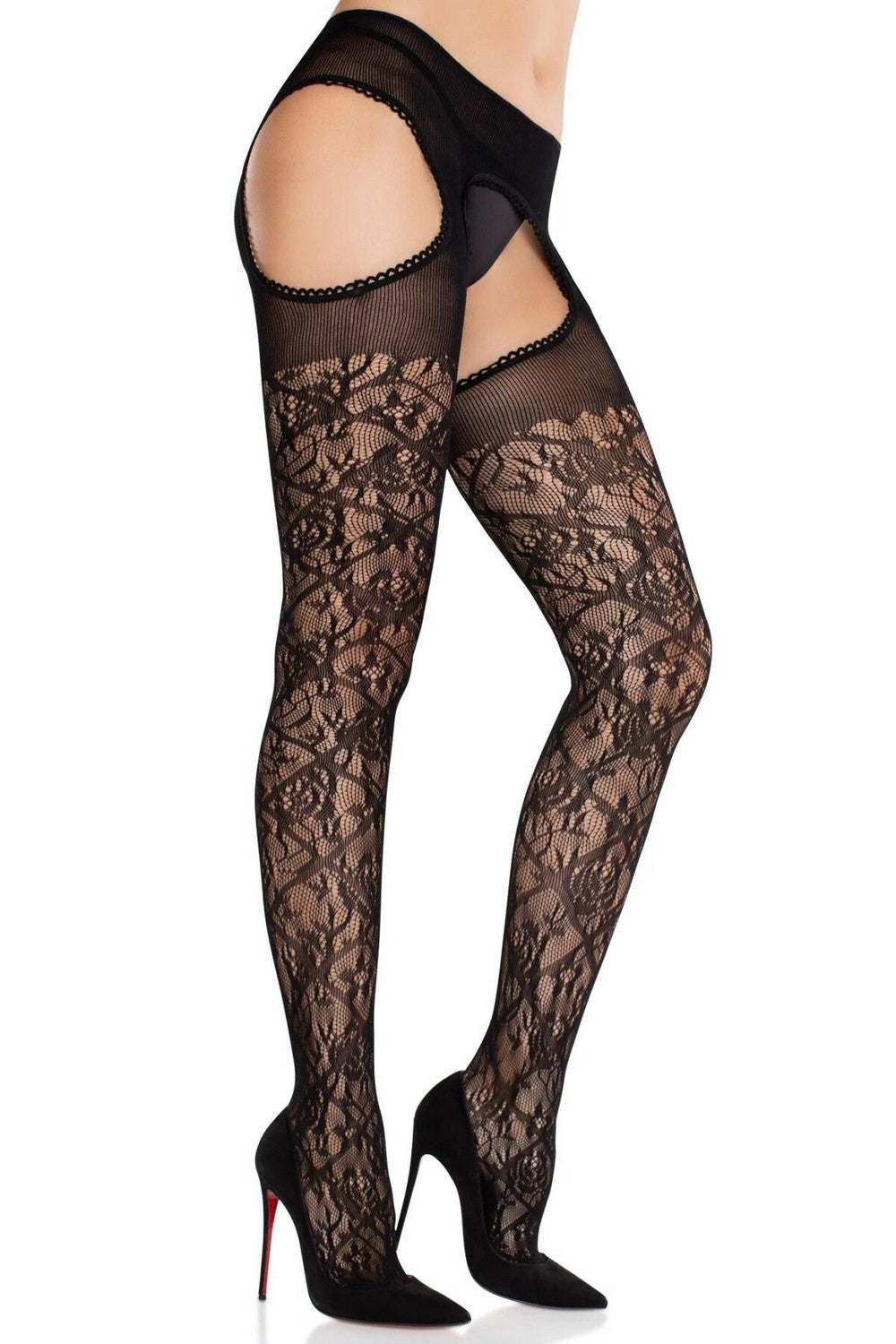 Колготки с имитацией чулок Cross Hatch Floral Lace Suspender Hose