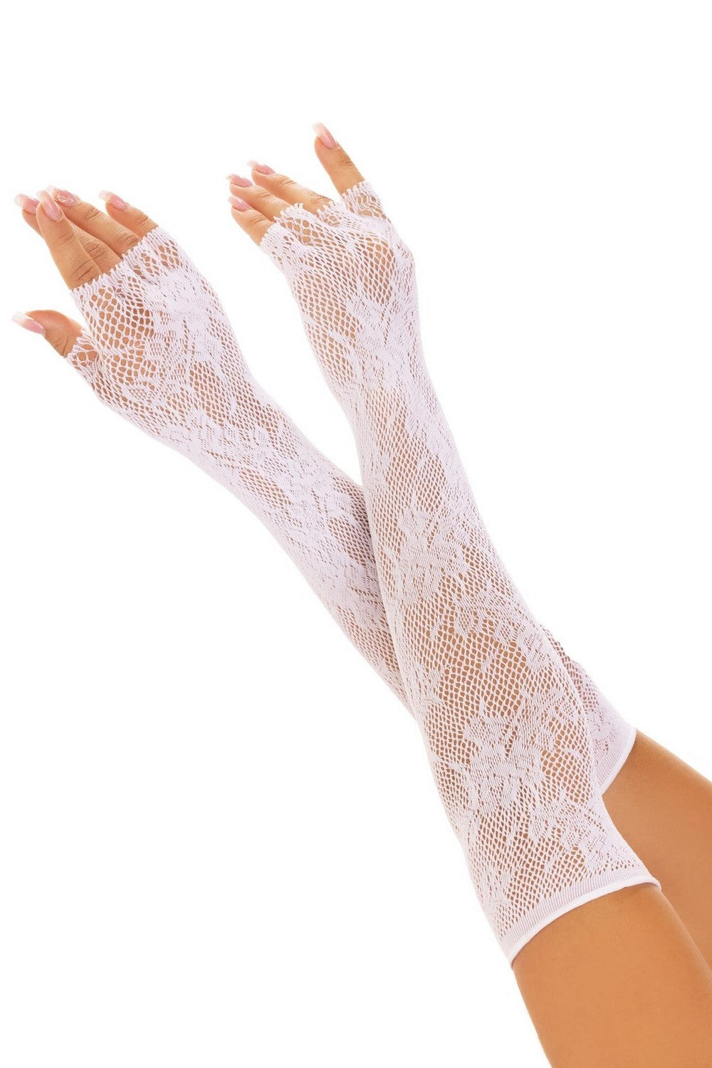 Митенки из сетки Lace Opera Length Fingerless Gloves white