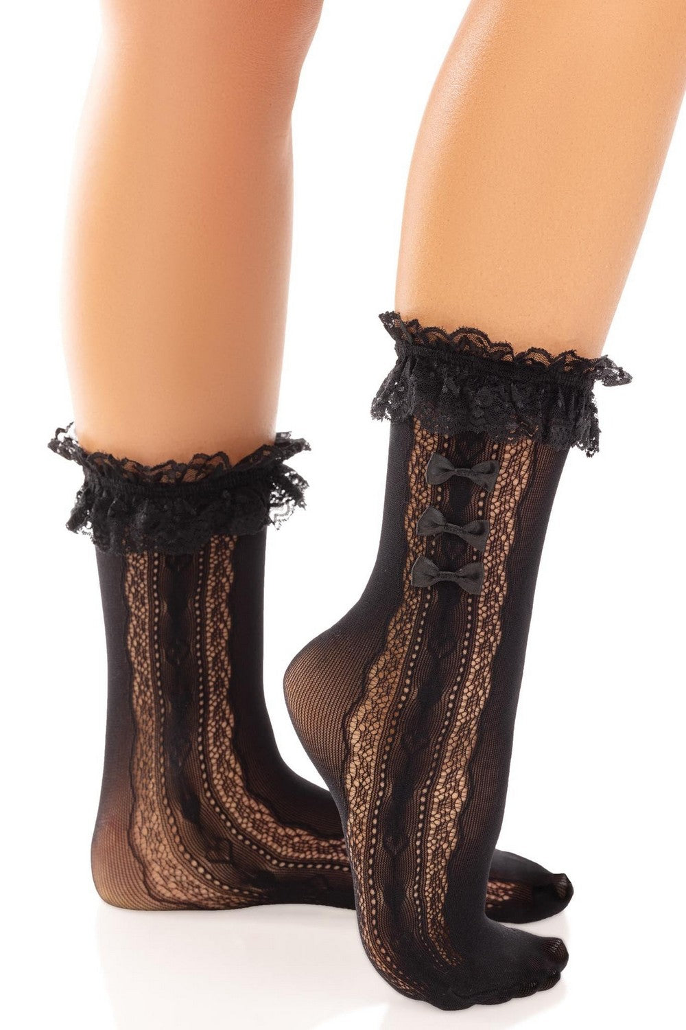 Гольфы с бантиками Mini Bow Lace Anklet black