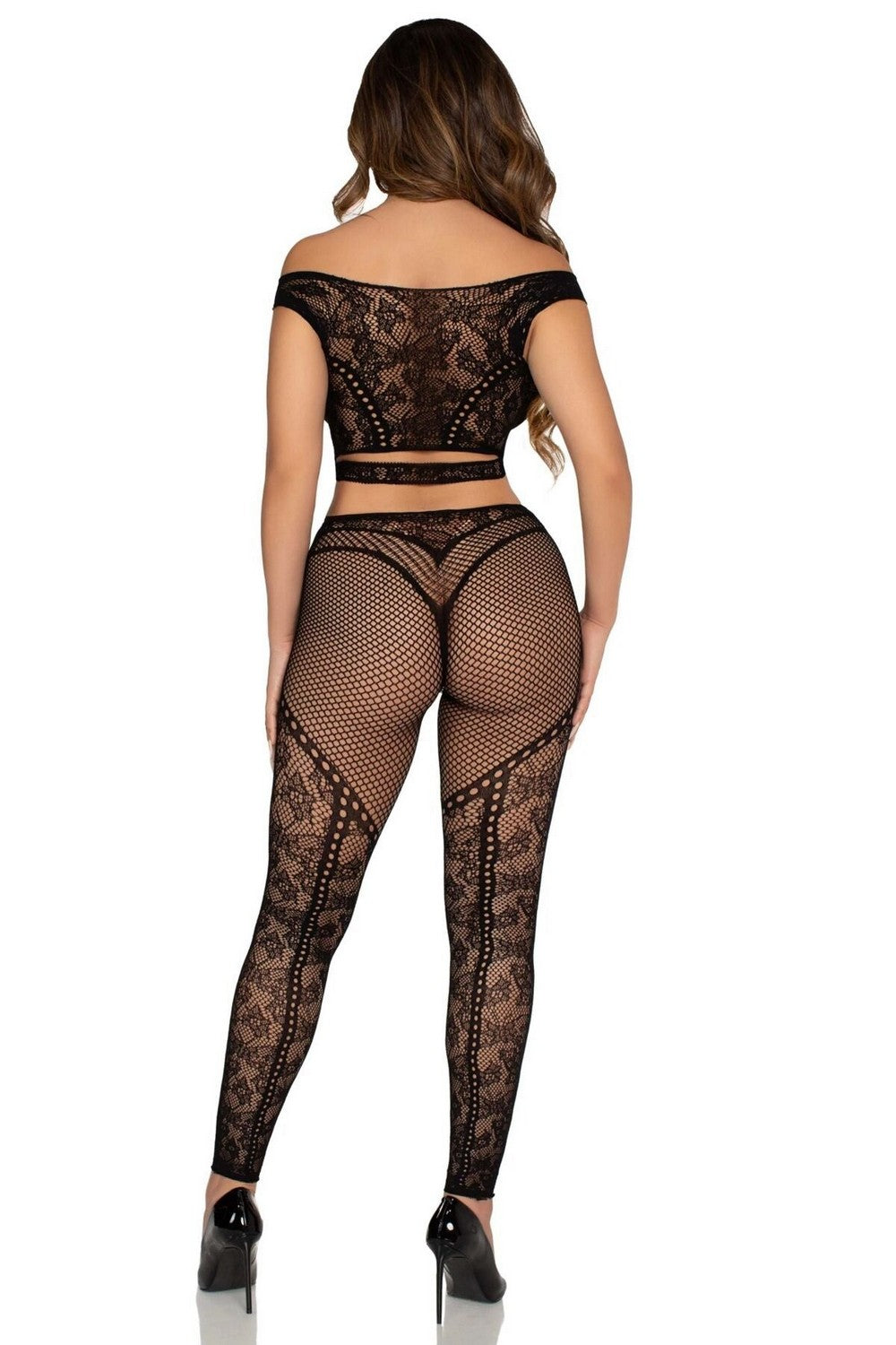 Комплект из сетки Off Shoulder Crop Top and Legging