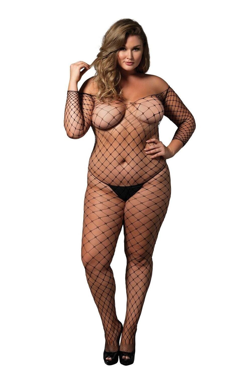 Бодистокинг из сетки Off the shoulder bodystocking Black Queen