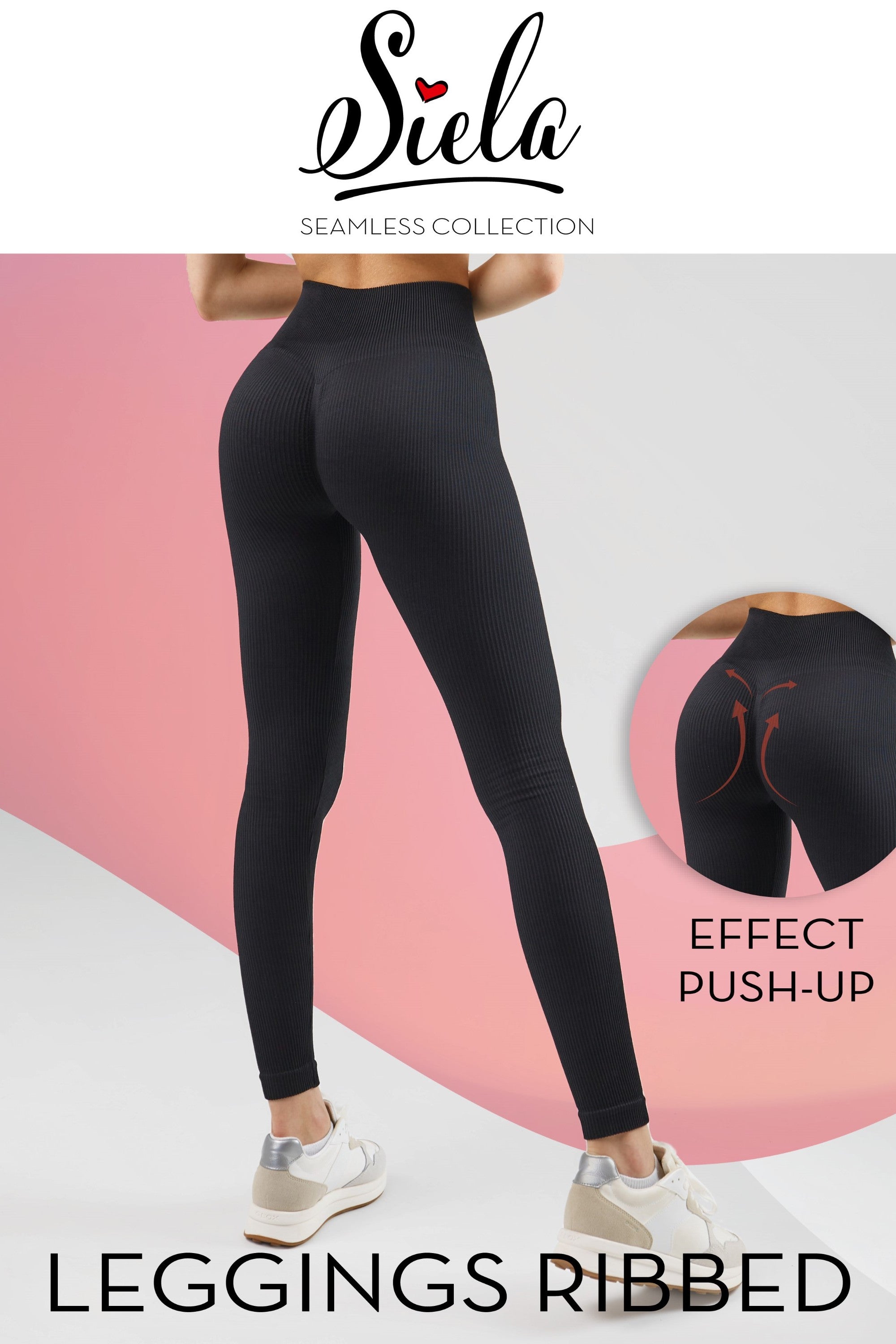 Леггинсы в рубчик с пуш-ап эффектом Ribbed black