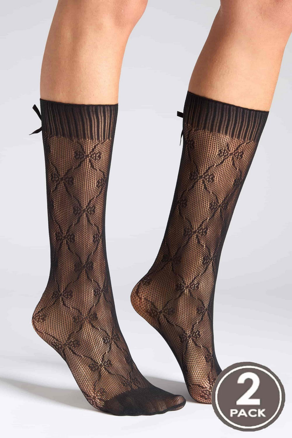 Ажурные гольфы G22 Socks Ajour Bow (2 пары) black