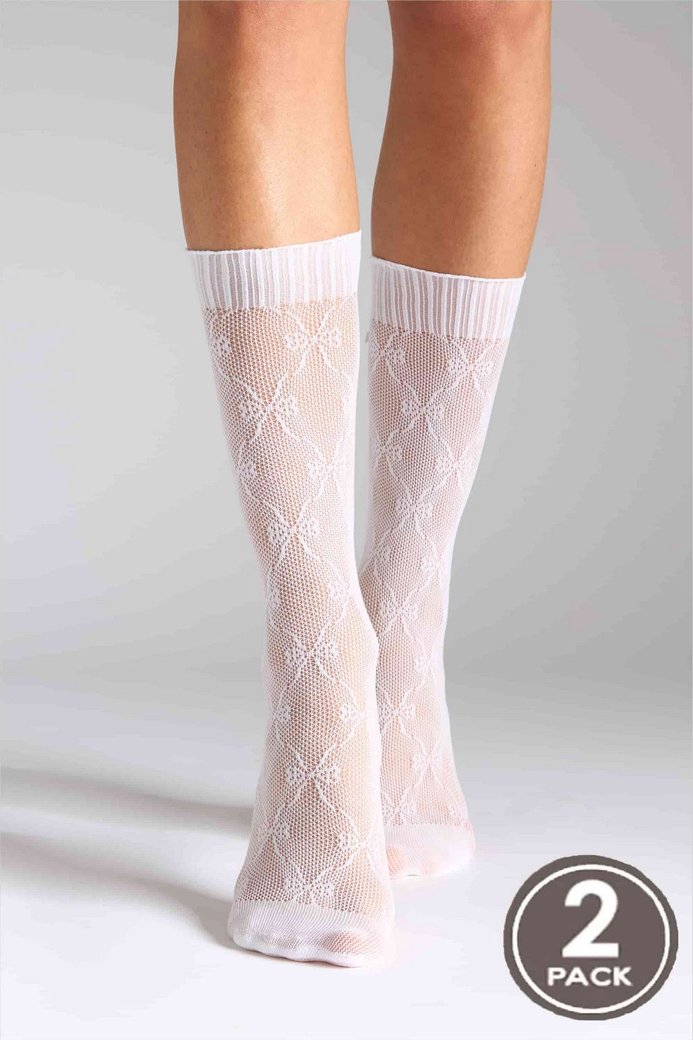 Ажурные гольфы G22 Socks Ajour Bow (2 пары) white