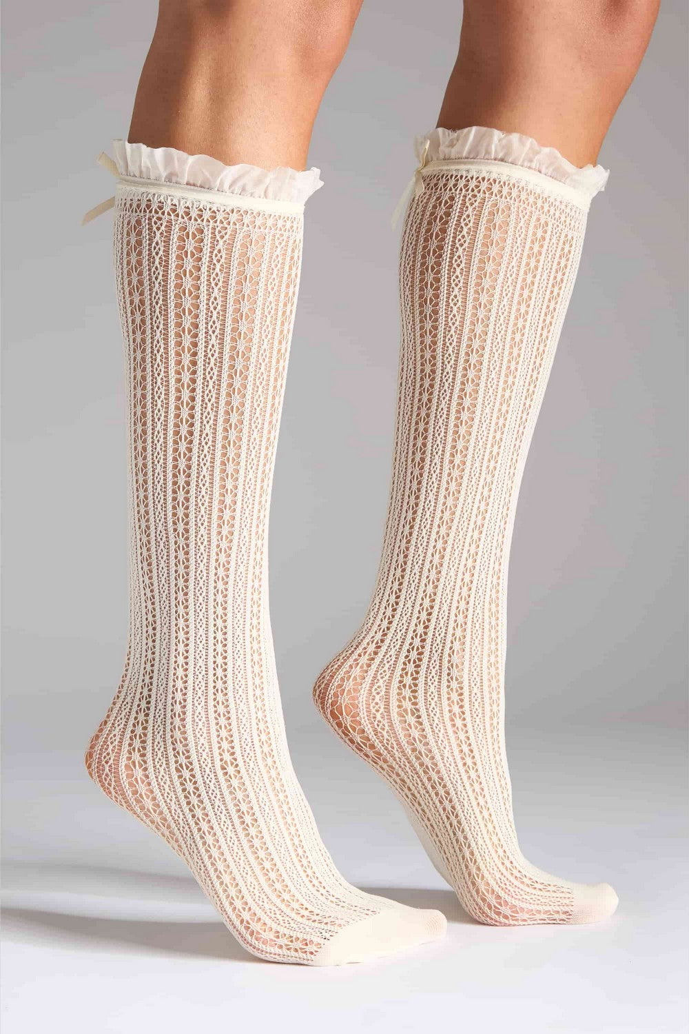 Ажурные гольфы G23 Knee High Ajour Bow (2 пары) сream