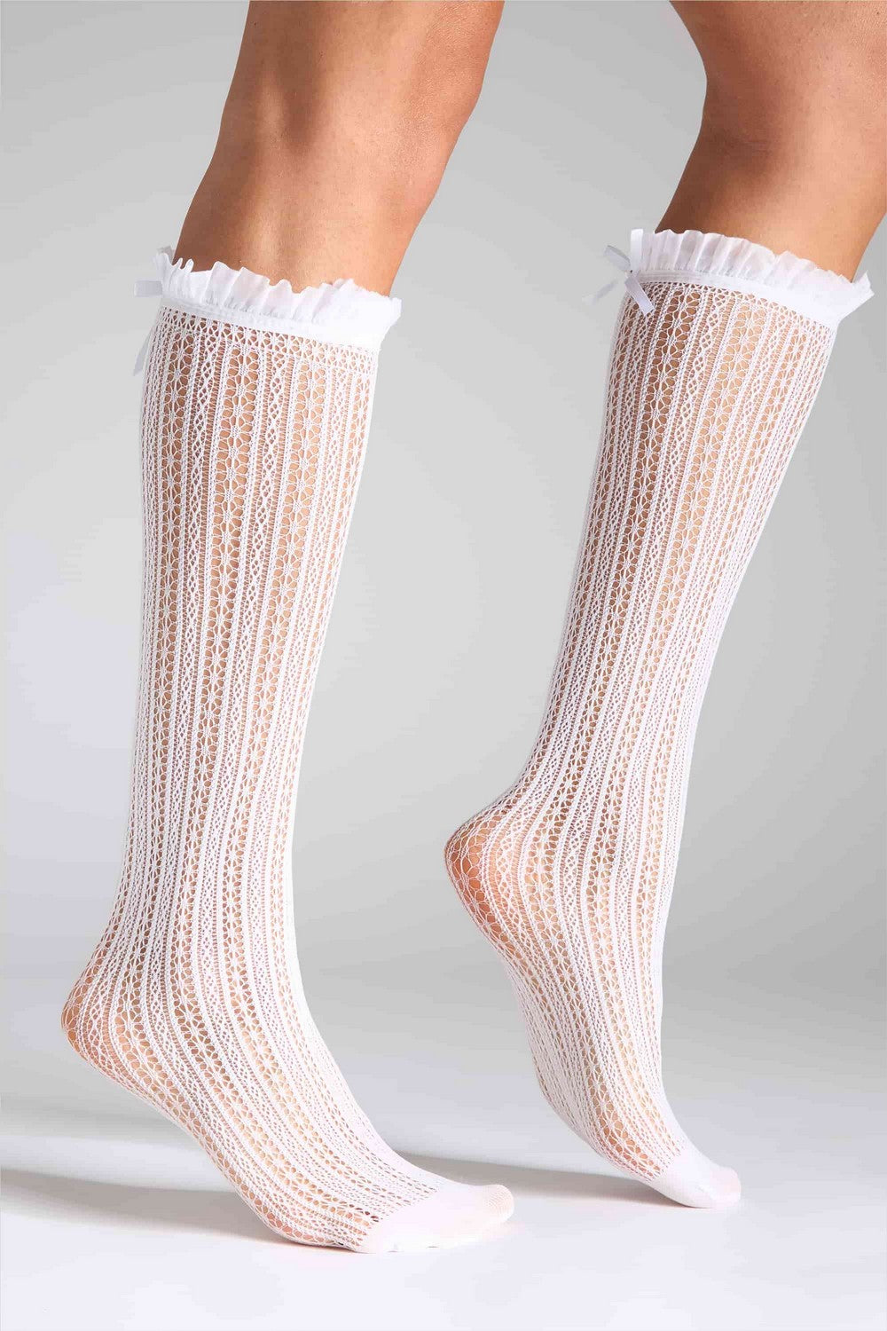 Ажурные гольфы G23 Knee High Ajour Bow (2 пары) white