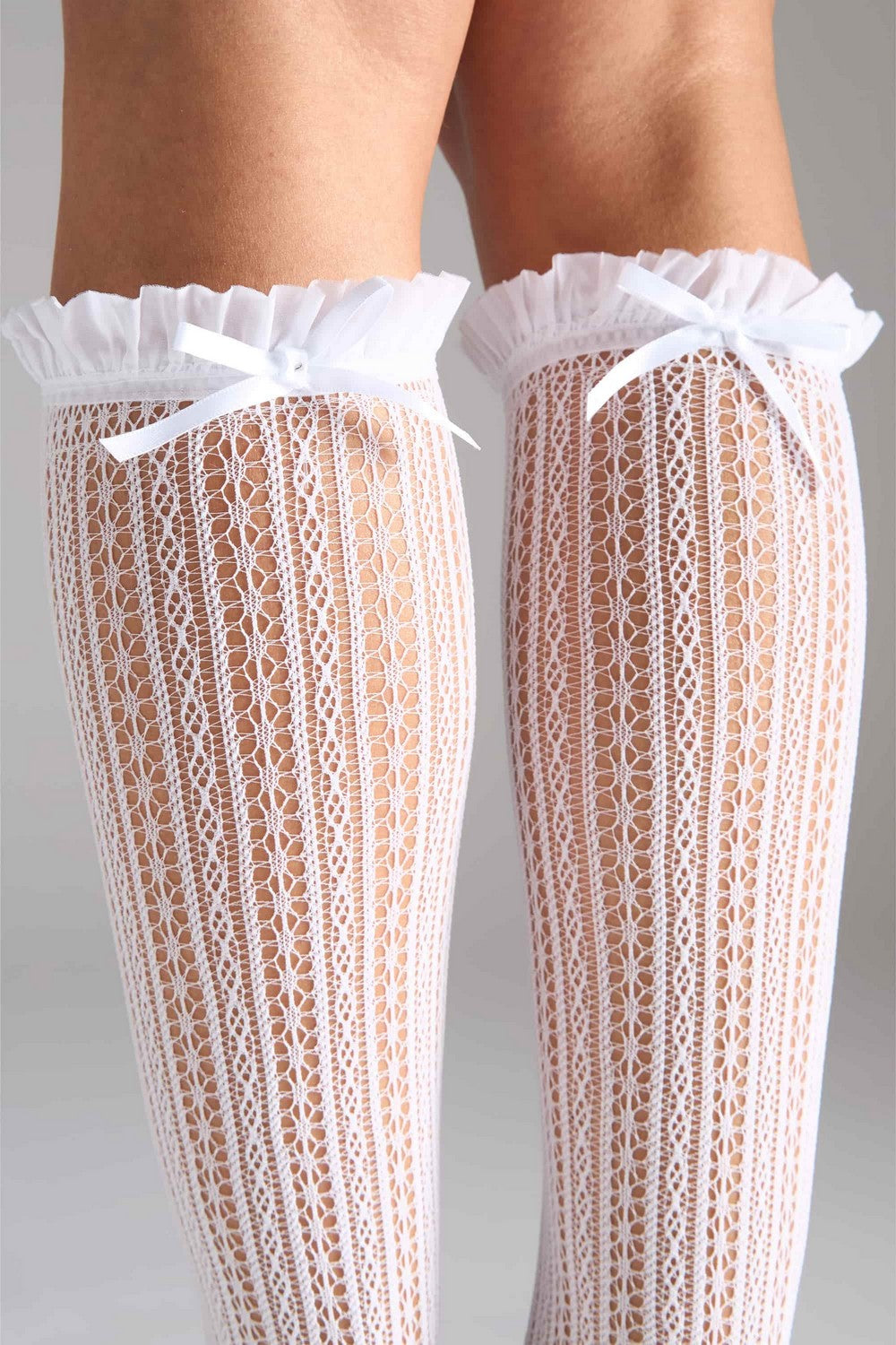 Ажурные гольфы G23 Knee High Ajour Bow (2 пары) white