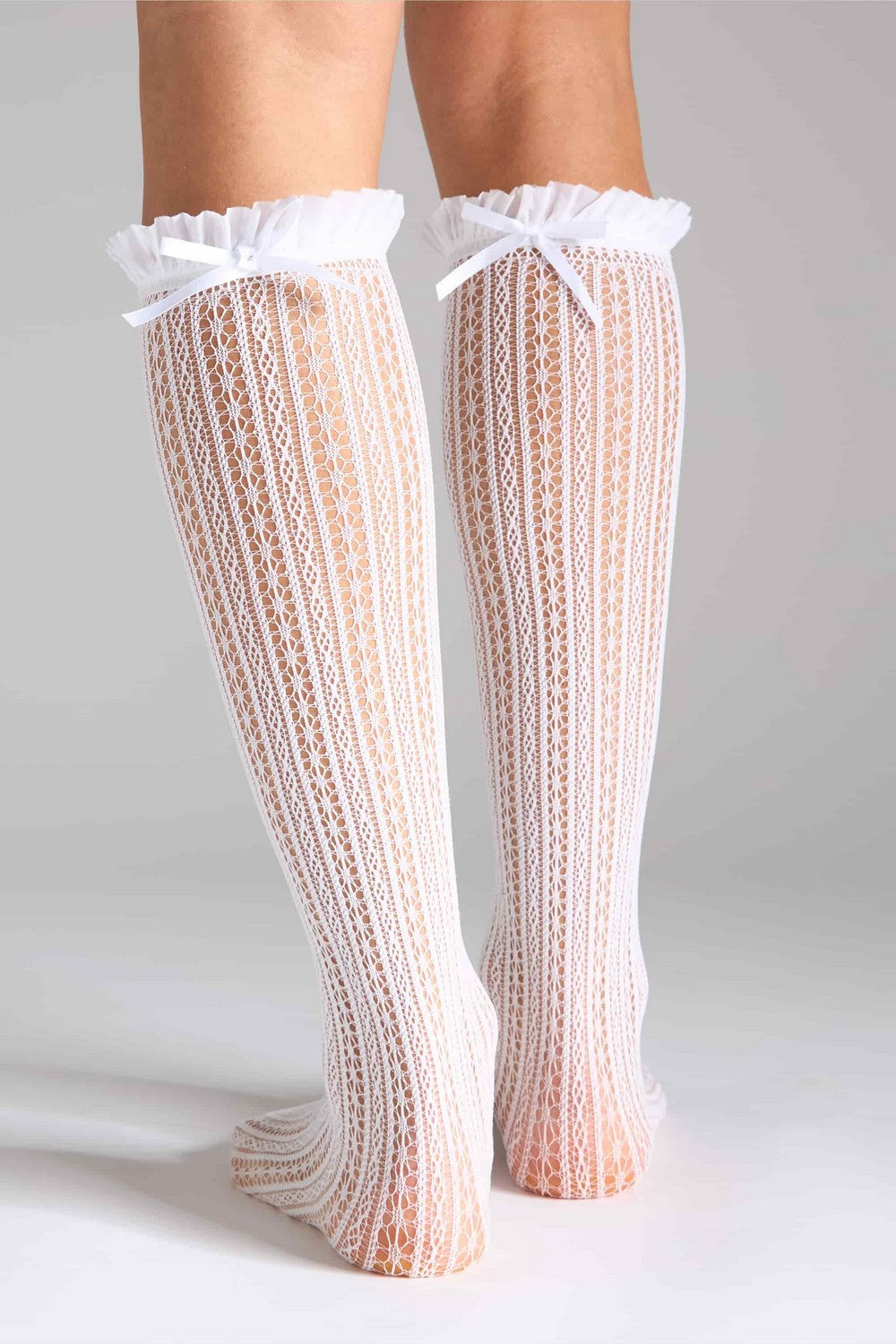 Ажурные гольфы G23 Knee High Ajour Bow (2 пары) white