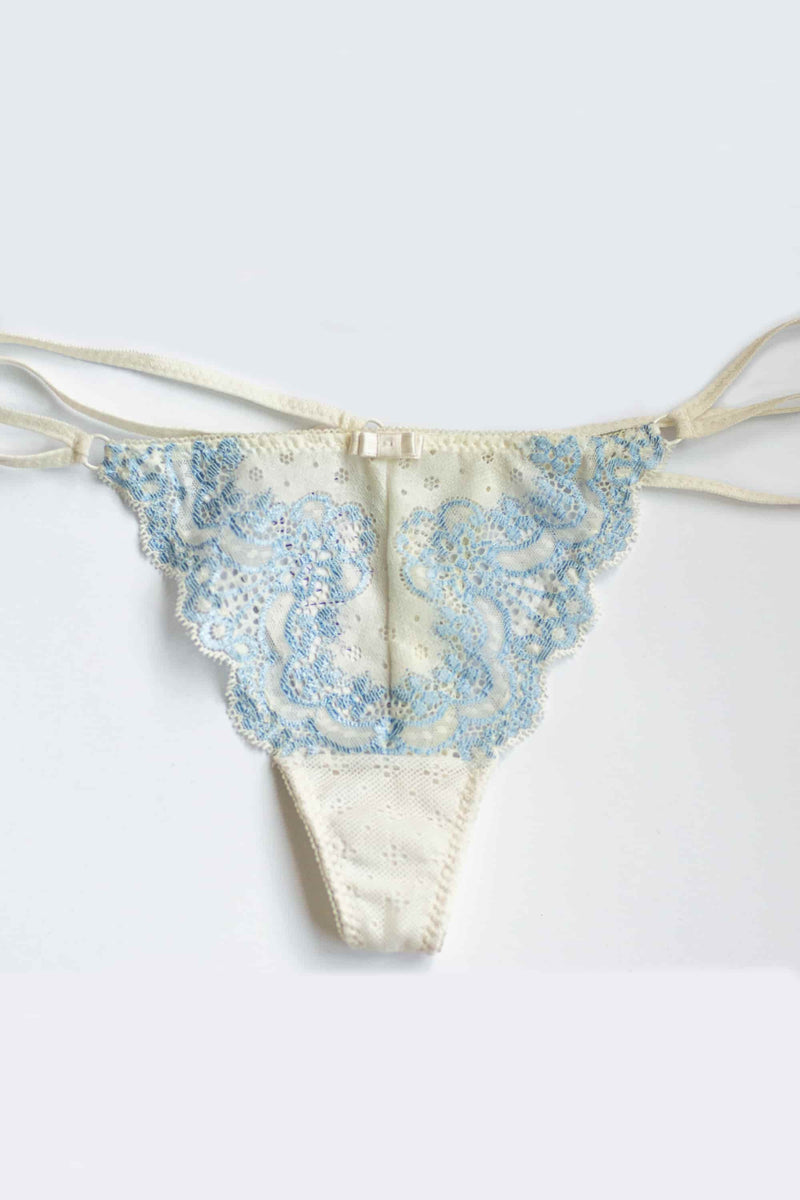 Кружевные трусики стринг String Lace L901 champagne/blue