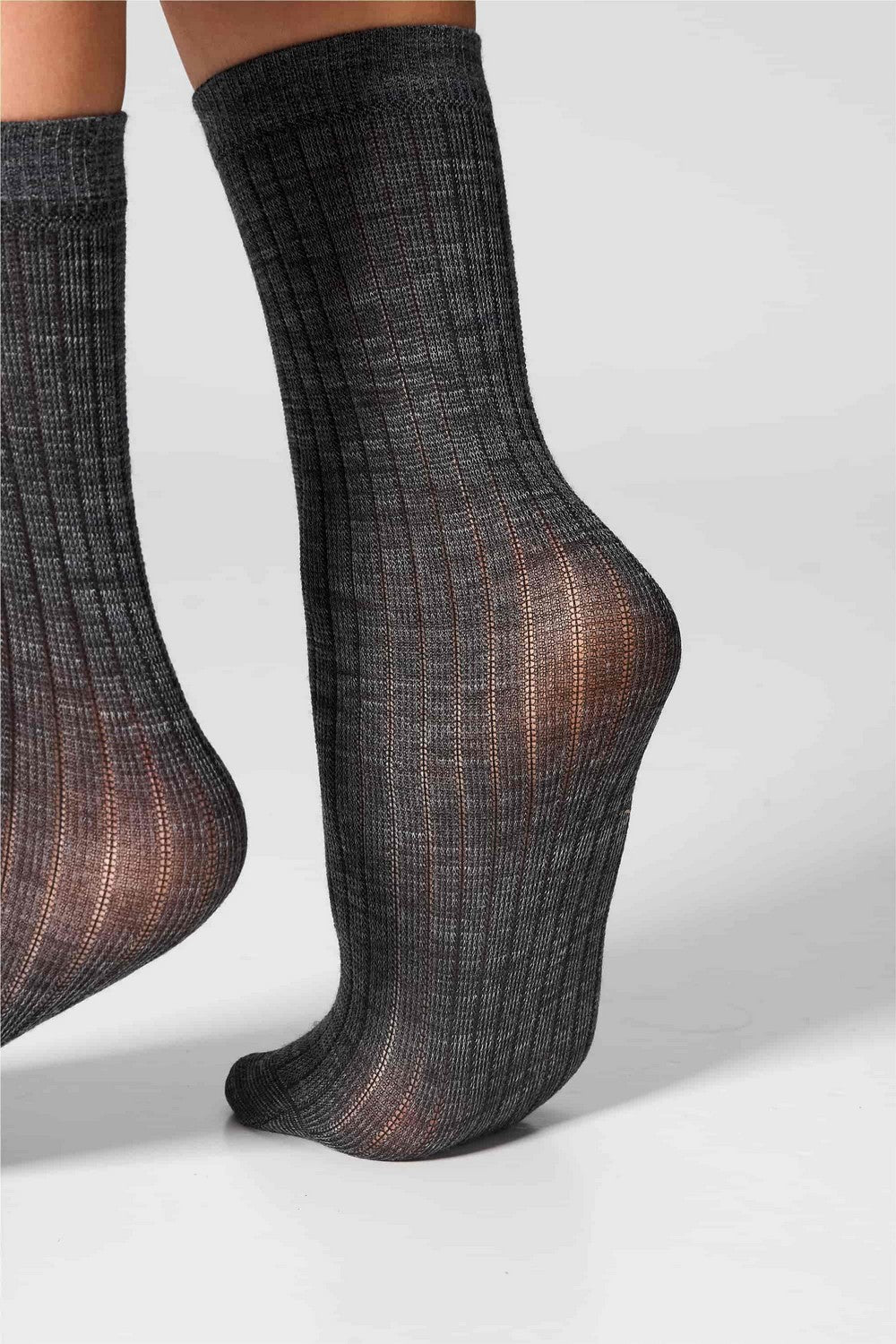 Вовняні шкарпетки W12 (2 шт.) nero/grey melange Legs