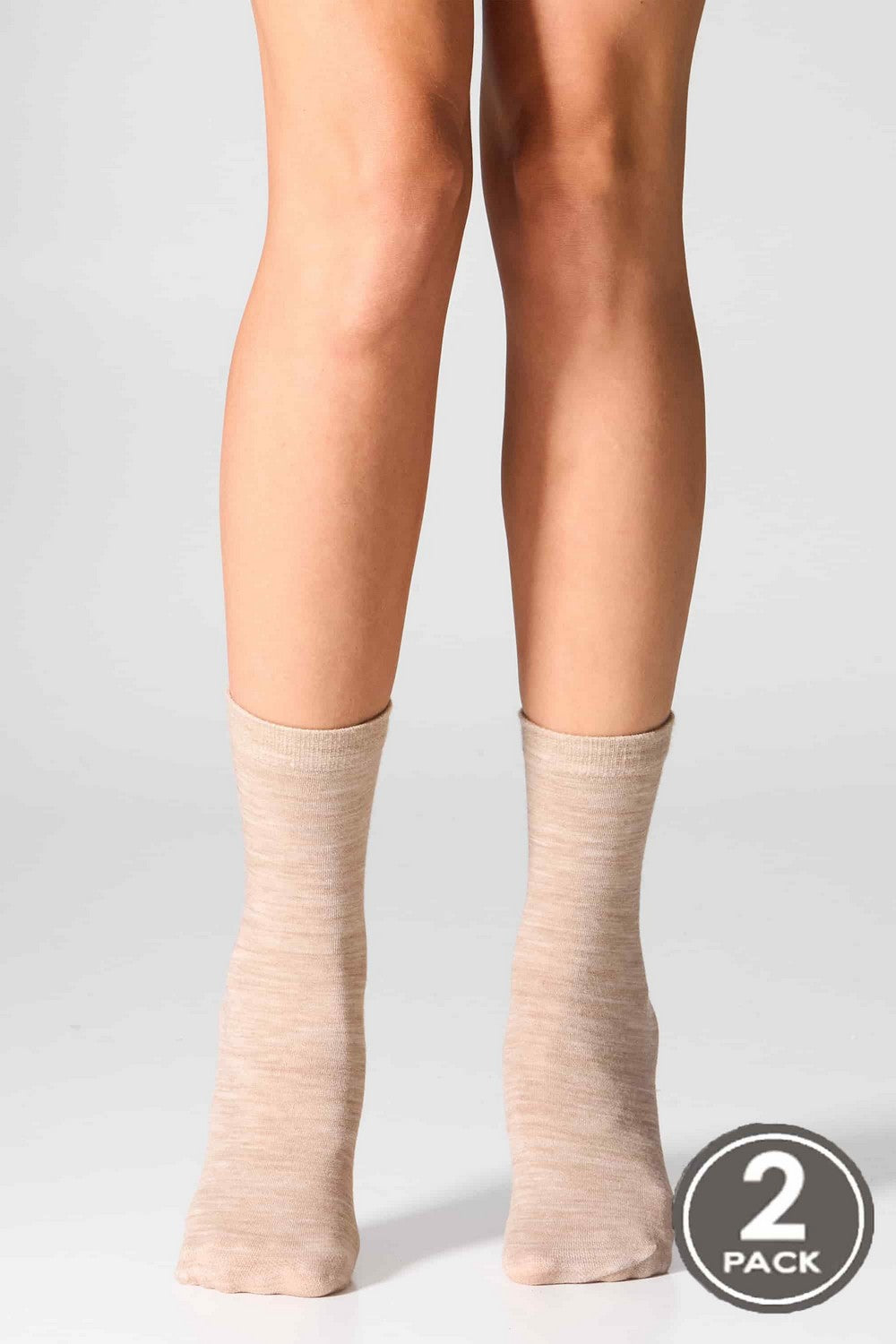 Высокие носки W25 Merino Smooth (2 пары) beige melange