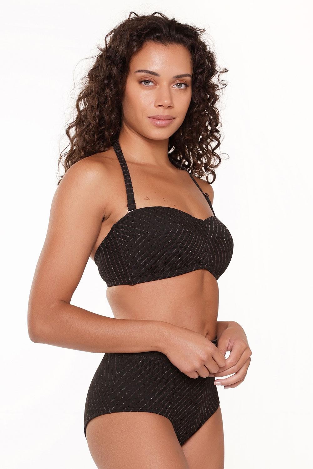 Купальный бюстгальтер бандо с металлизированной нитью 7201BB black