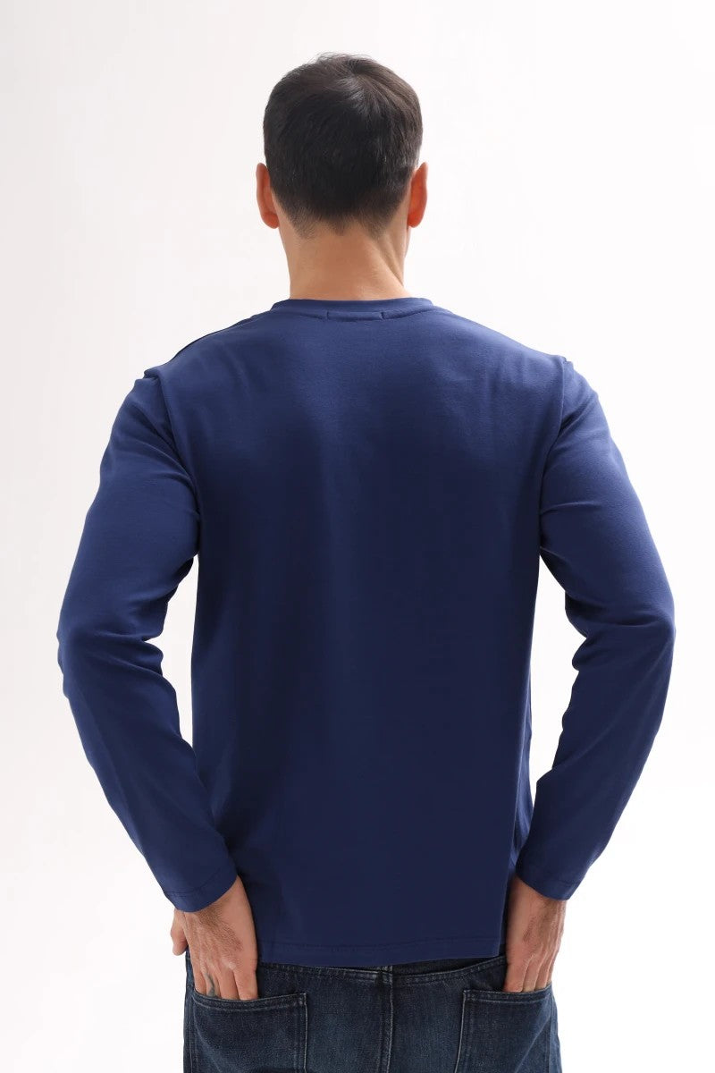 Мужской хлопковый лонгслив 25020 blue
