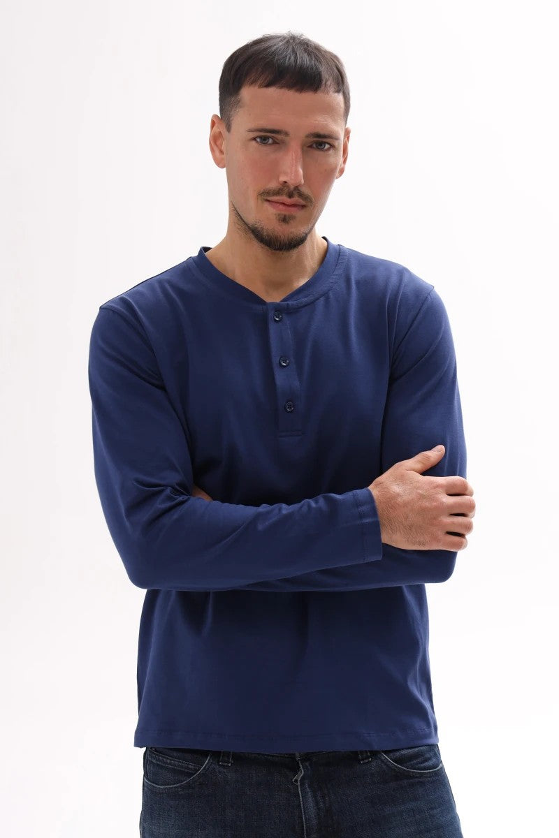 Мужской хлопковый лонгслив 25020 blue
