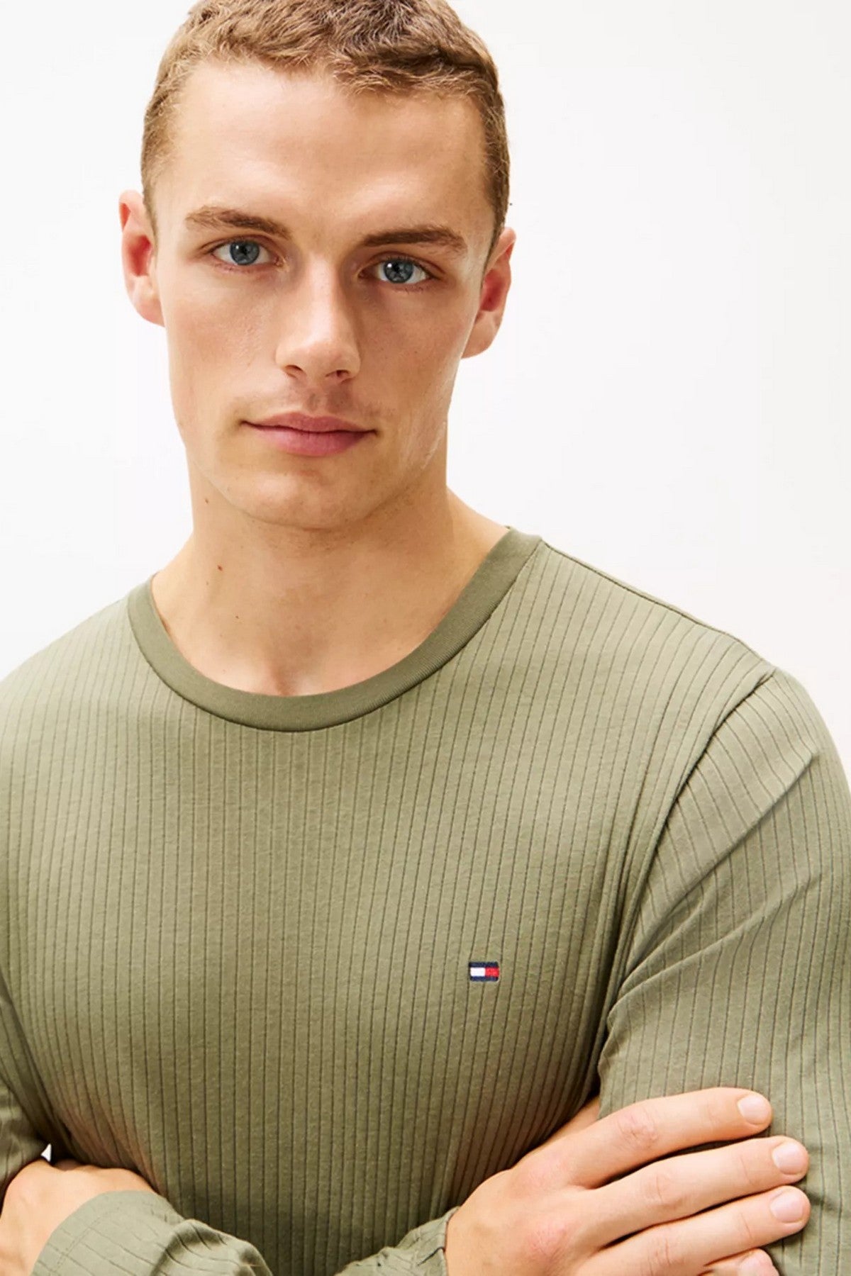 Чоловічий лонгслів 366300465 green Tommy Hilfiger логотип