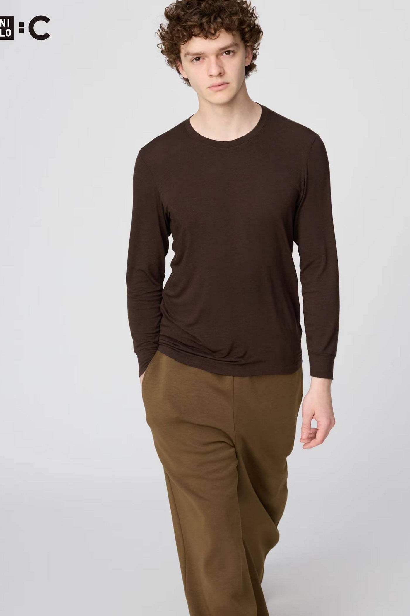 Чоловічий термолонгслів 39059829 brown Uniqlo