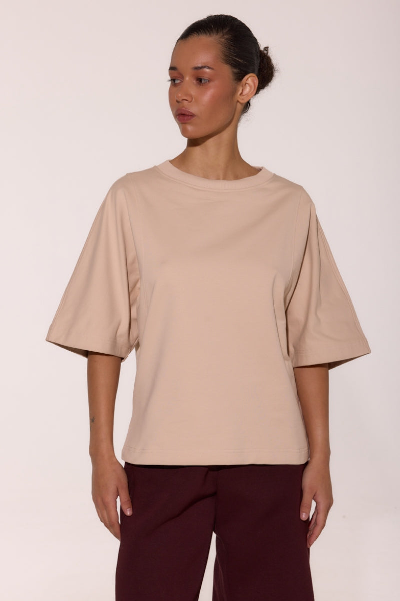 Хлопковая футболка оверсайз 2012-91 Paula beige