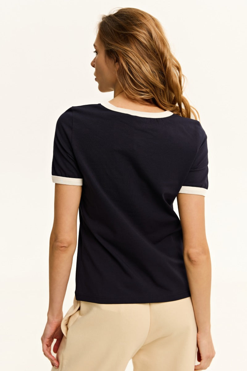 Хлопковая футболка с кантом L031 Tessa dark blue