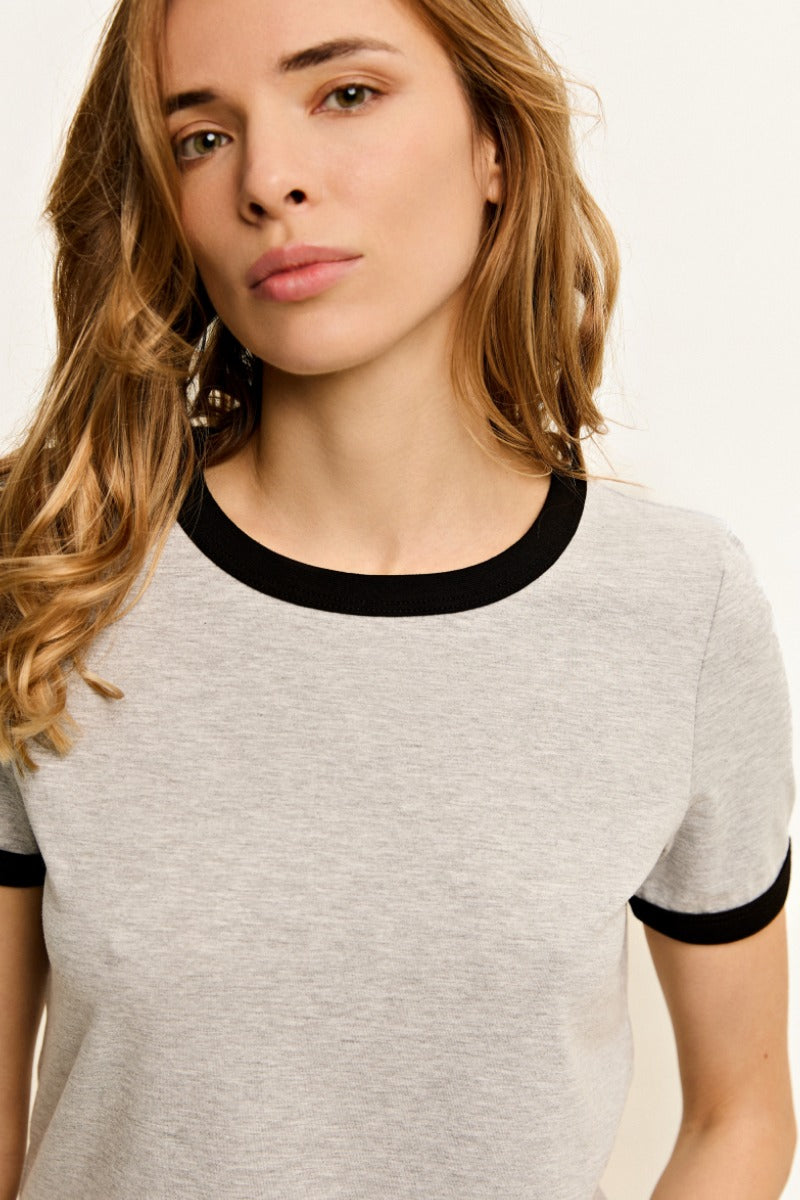 Бавовняна футболка з кантом L031 Tessa light melange
