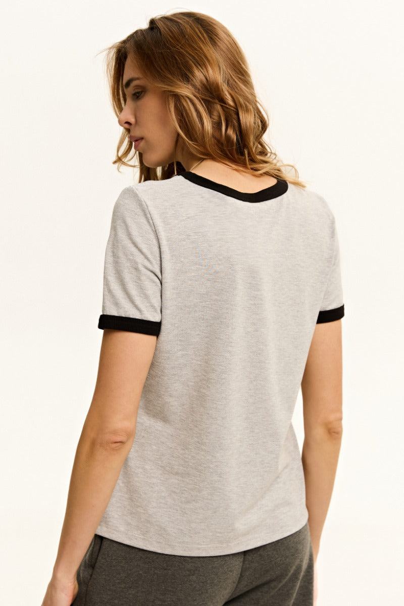 Хлопковая футболка с кантом L031 Tessa light melange
