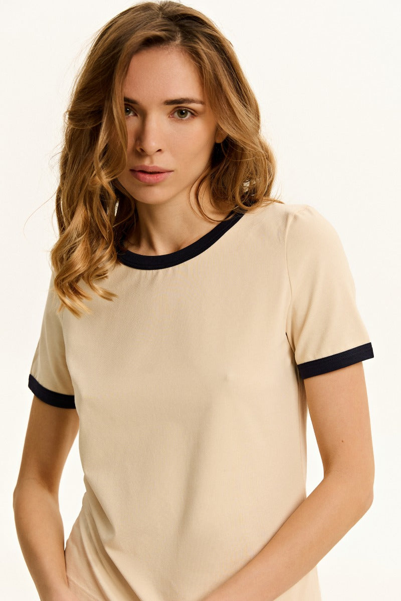 Хлопковая футболка с кантом L031 Tessa milk
