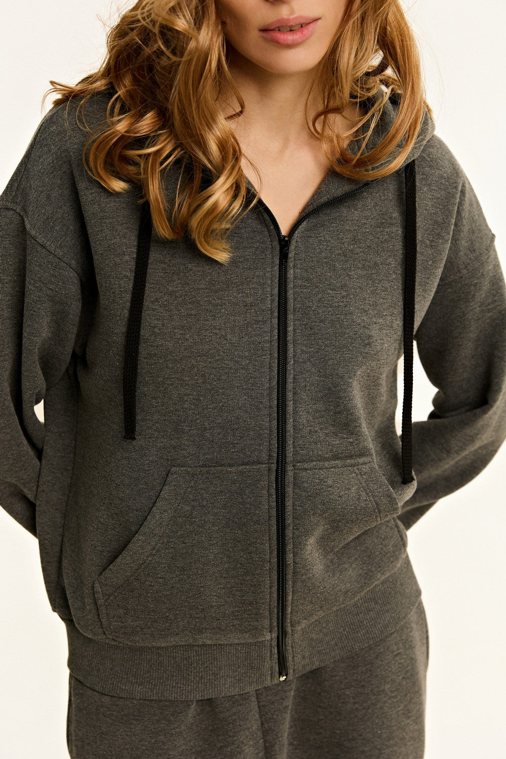 Худи на молнии LC-026h Karo dark melange