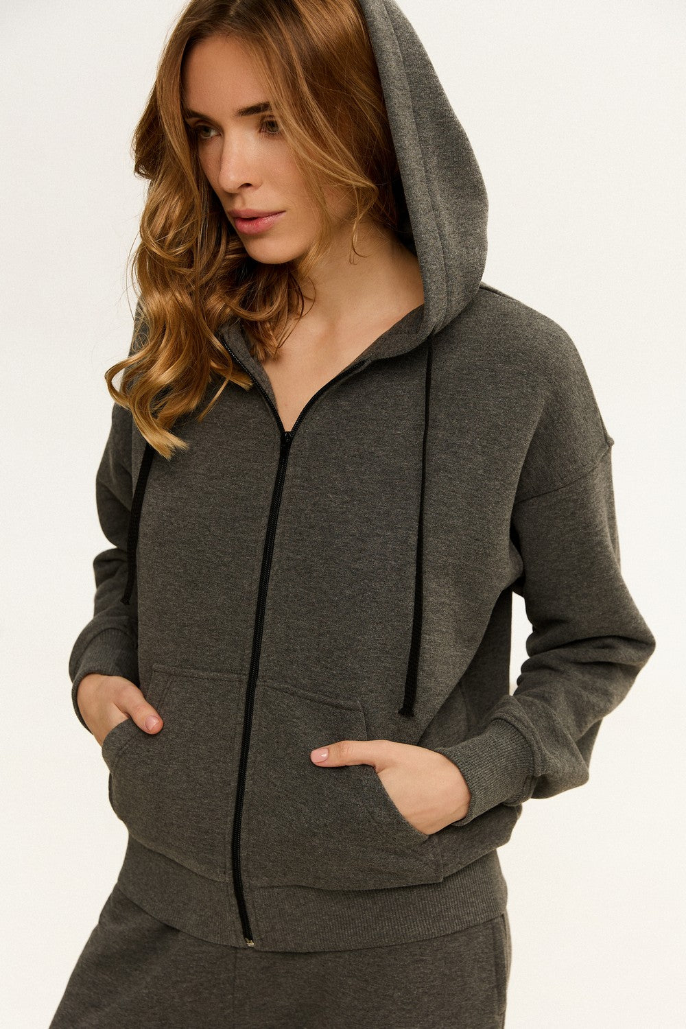 Худи на молнии LC-026h Karo dark melange