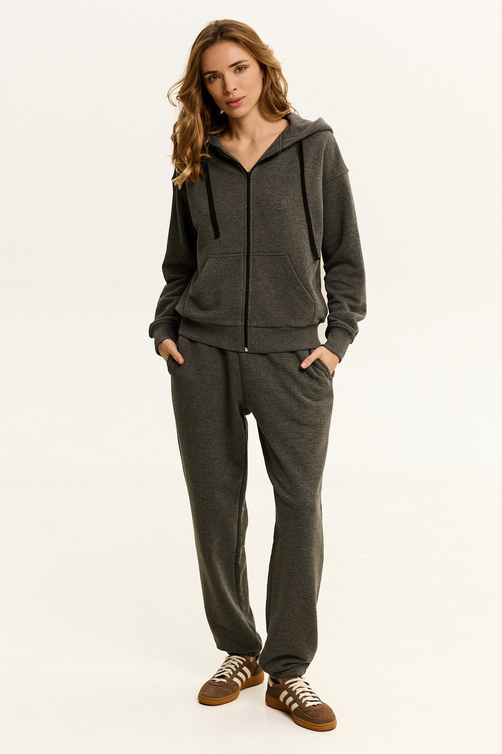 Худи на молнии LC-026h Karo dark melange