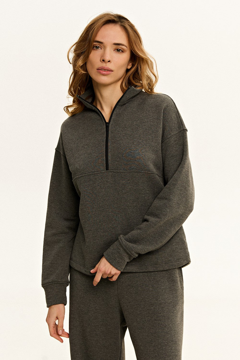 Свитшот с молнией LC027s dark melange