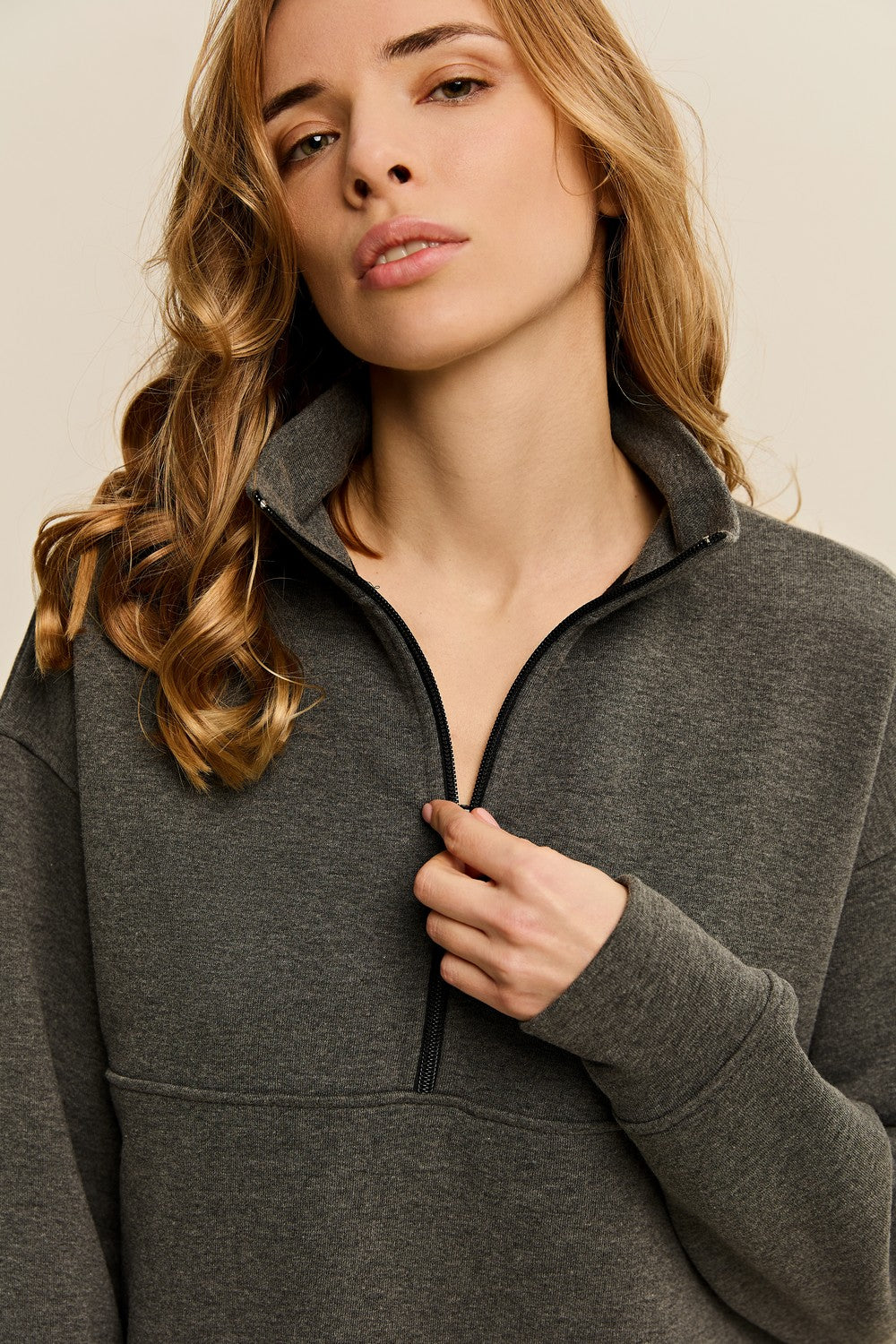 Світшот із блискавкою LC027s dark melange